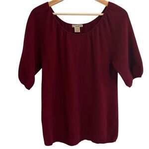 Vertical Design Womens Cashmere Short Sleeve Sweater Size M Quiet Luxury Office